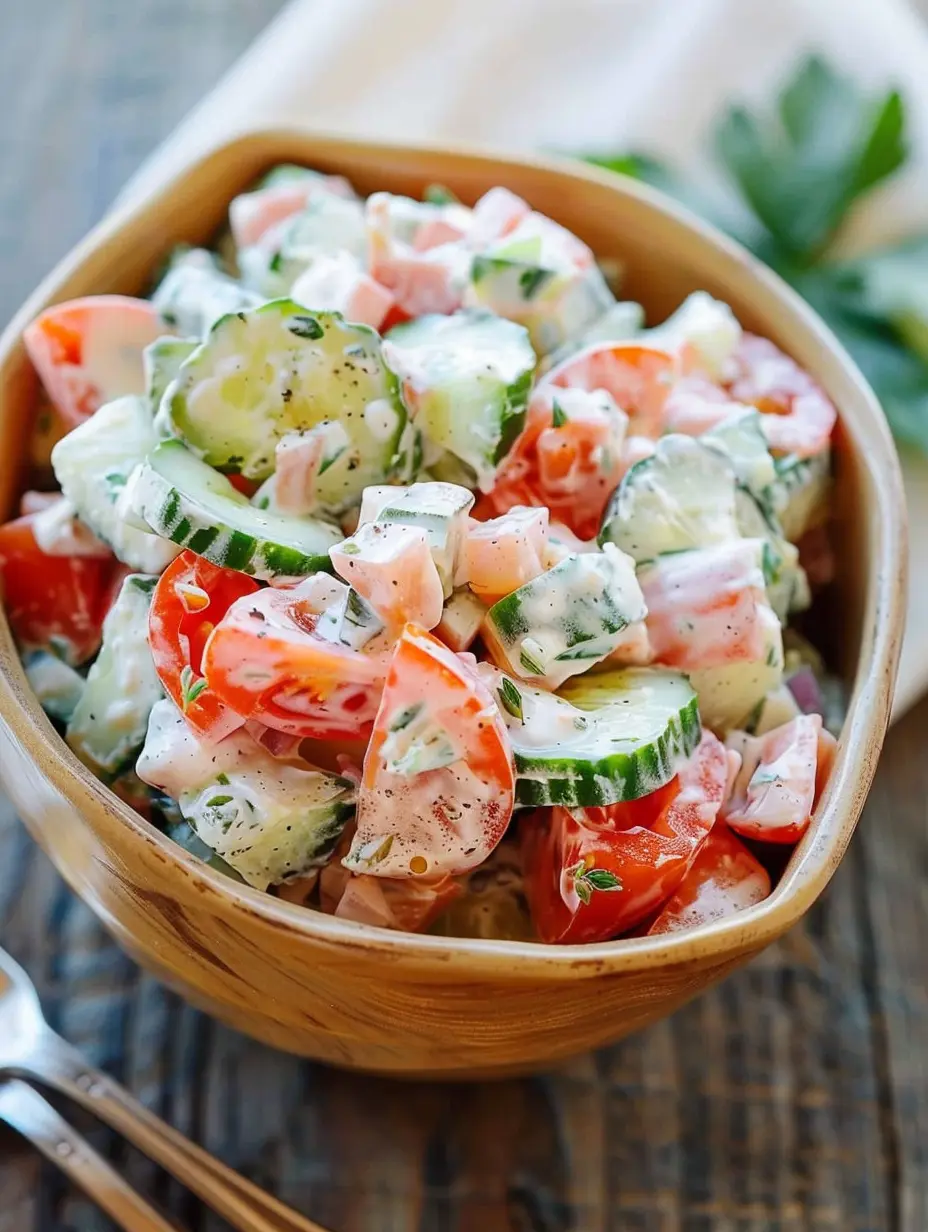 Creamy Cucumber Tomato Salad