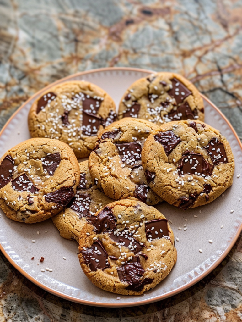 Vegan choc chip cookies with tahini