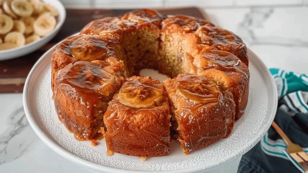 Peanut Butter Upside-Down Banana Cake