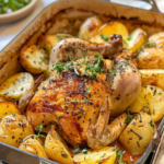 whole roasted greek chicken and potatoes